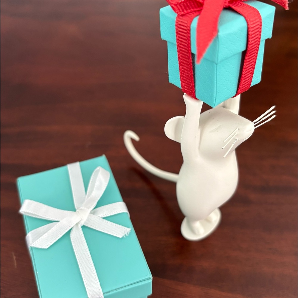 Tiffany & Co. White Mouse Figurine Holding Tiffany Gift Boxes with Bows - Picture 2 of 5